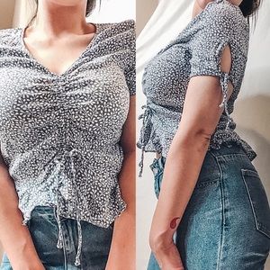 Baby blue floral blouse